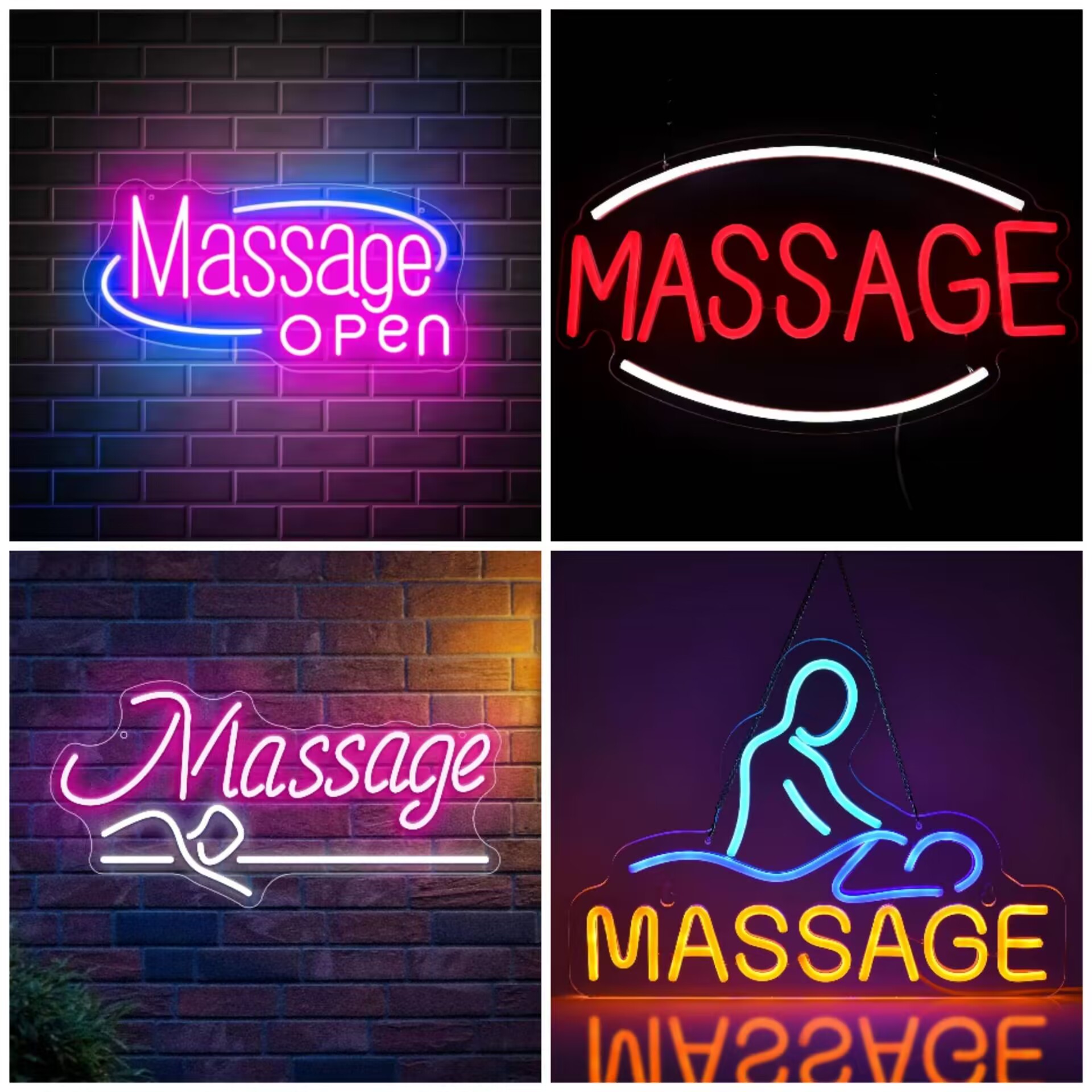Неоновая LED-вывеска «Массаж и – обзор и цена Wellness Spa And Salon